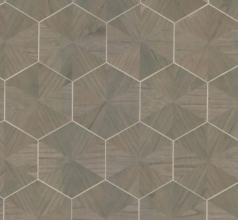 Ronald Redding Hexagram Wood Veneer wallpaper, color Caper, SKU HO2102GV