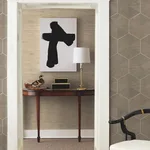 Ronald Redding Hexagram Wood Veneer wallpaper, color Caper, SKU HO2102GV