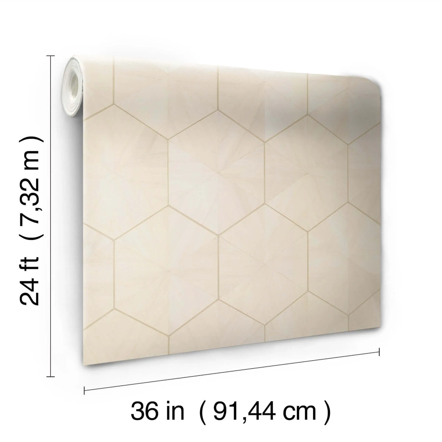 Ronald Redding Hexagram Wood Veneer - Ivory Wallpaper | Buy Online Ronald Redding Hexagram Wood Veneer wallpaper, color Ivory, SKU HO2101GV