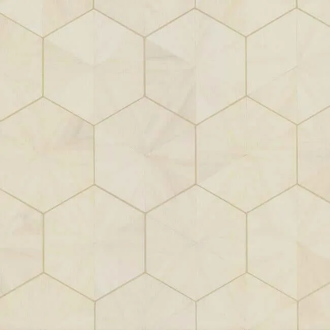 Ronald Redding Hexagram Wood Veneer wallpaper, color Off White, SKU HO2101