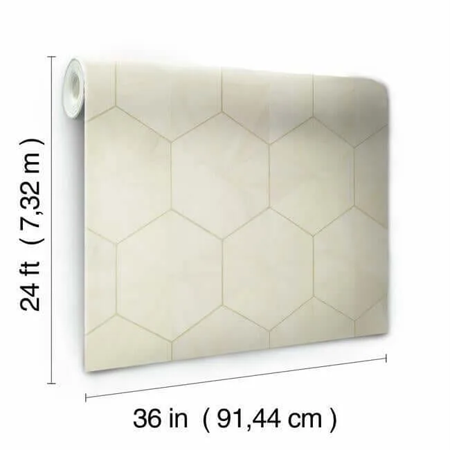 Ronald Redding Hexagram Wood Veneer - Off White Wallpaper | Buy Online Ronald Redding Hexagram Wood Veneer wallpaper, color Off White, SKU HO2101