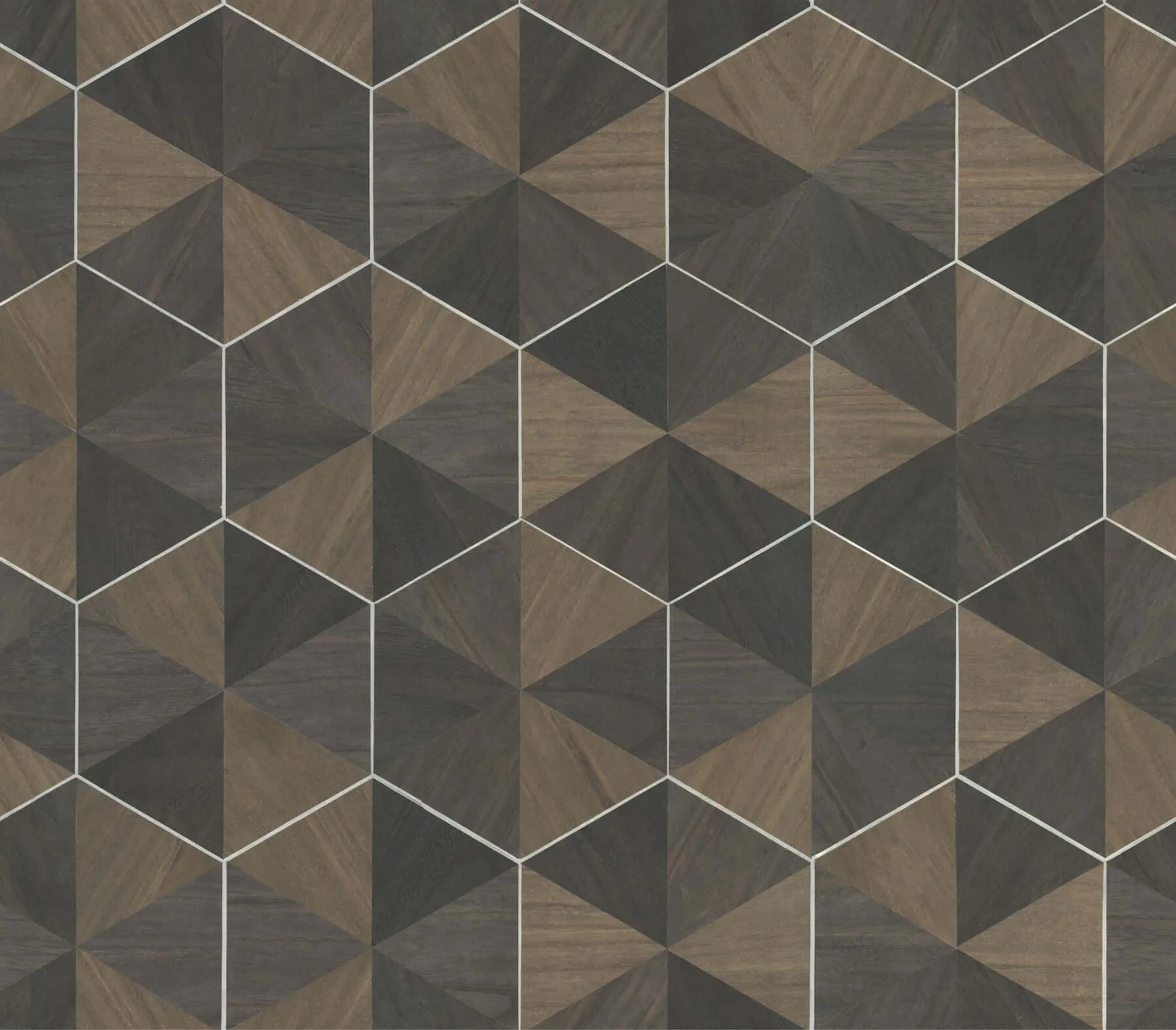 Ronald Redding Hexagram Wood Veneer wallpaper, color Smoke, SKU HO2103GV