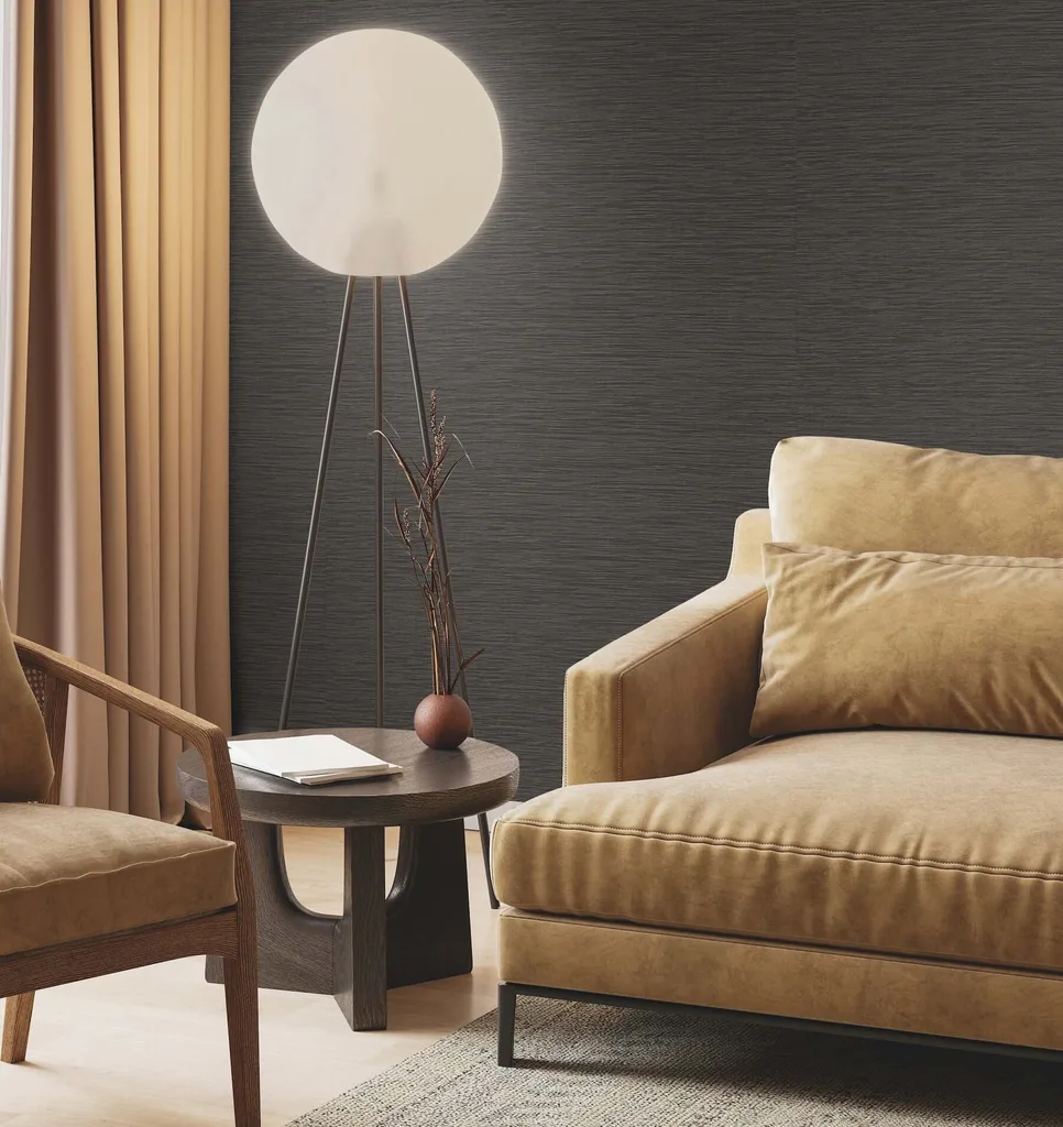 Ronald Redding Horizon Paperweave wallpaper, color Black, SKU GV0221
