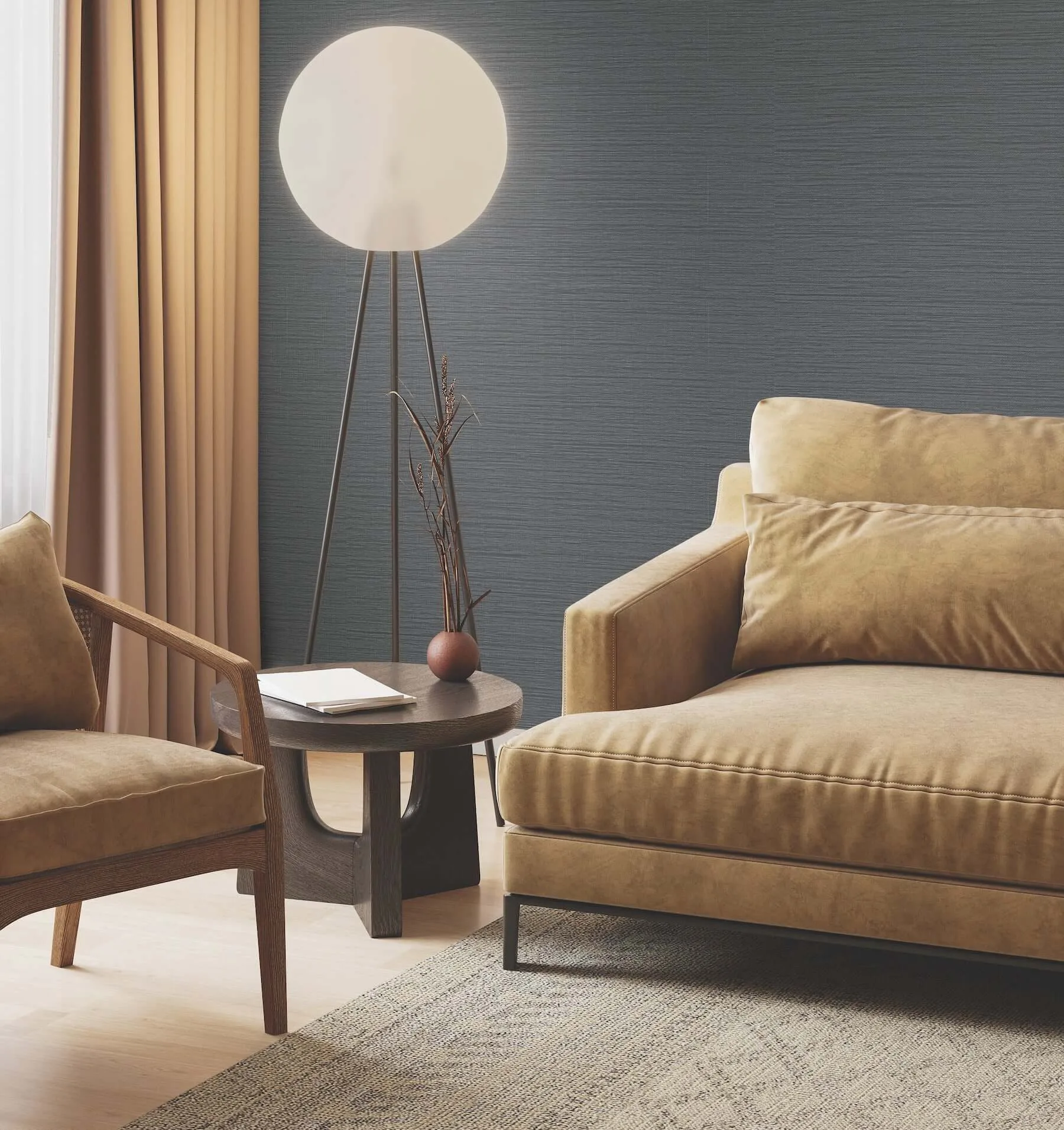 Ronald Redding Horizon Paperweave wallpaper, color Navy, SKU GV0224