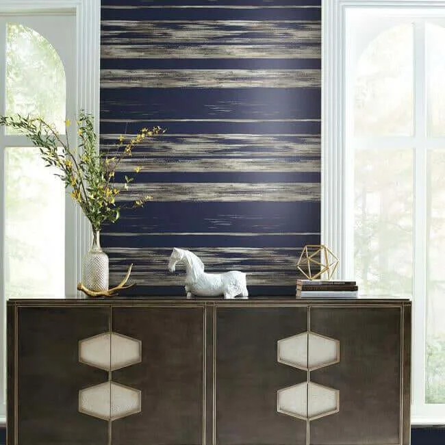 Ronald Redding Horizontal Dry Brush wallpaper, color Navy, SKU KT2154