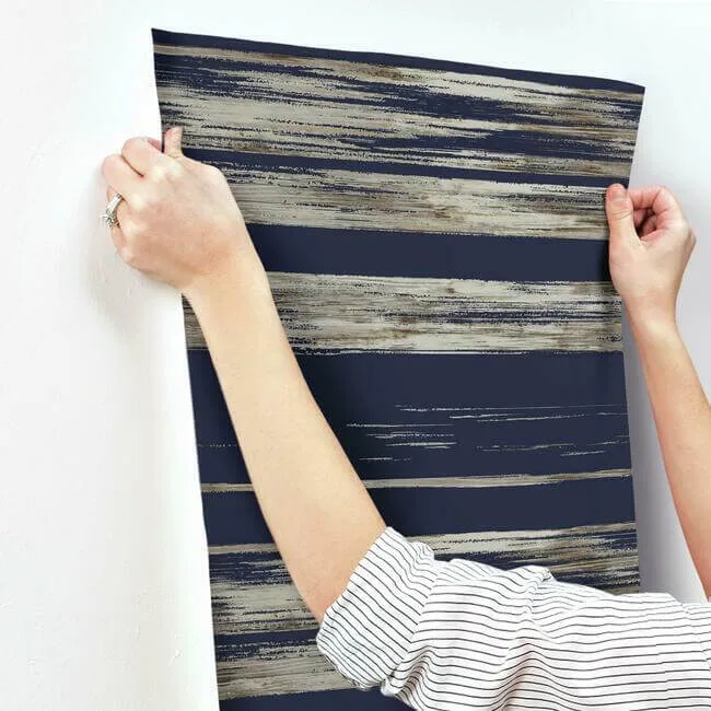 Ronald Redding Horizontal Dry Brush - Navy Wallpaper | Buy Online Ronald Redding Horizontal Dry Brush wallpaper, color Navy, SKU KT2154