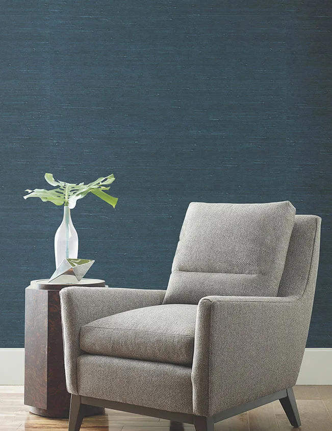 Ronald Redding Horizontal Jute wallpaper, color Bijou Blue, SKU YGL7067
