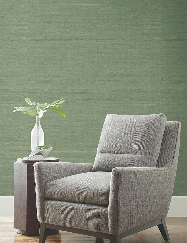 Ronald Redding Horizontal Jute wallpaper, color Evergreen, SKU YGL7068