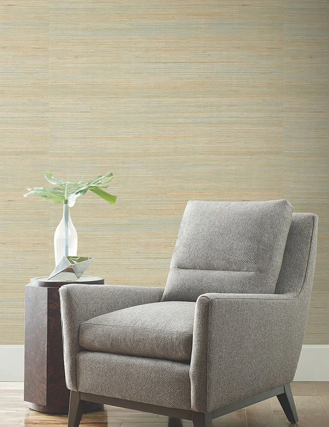 Ronald Redding Horizontal Jute wallpaper, color Seaglass, SKU YGL7070
