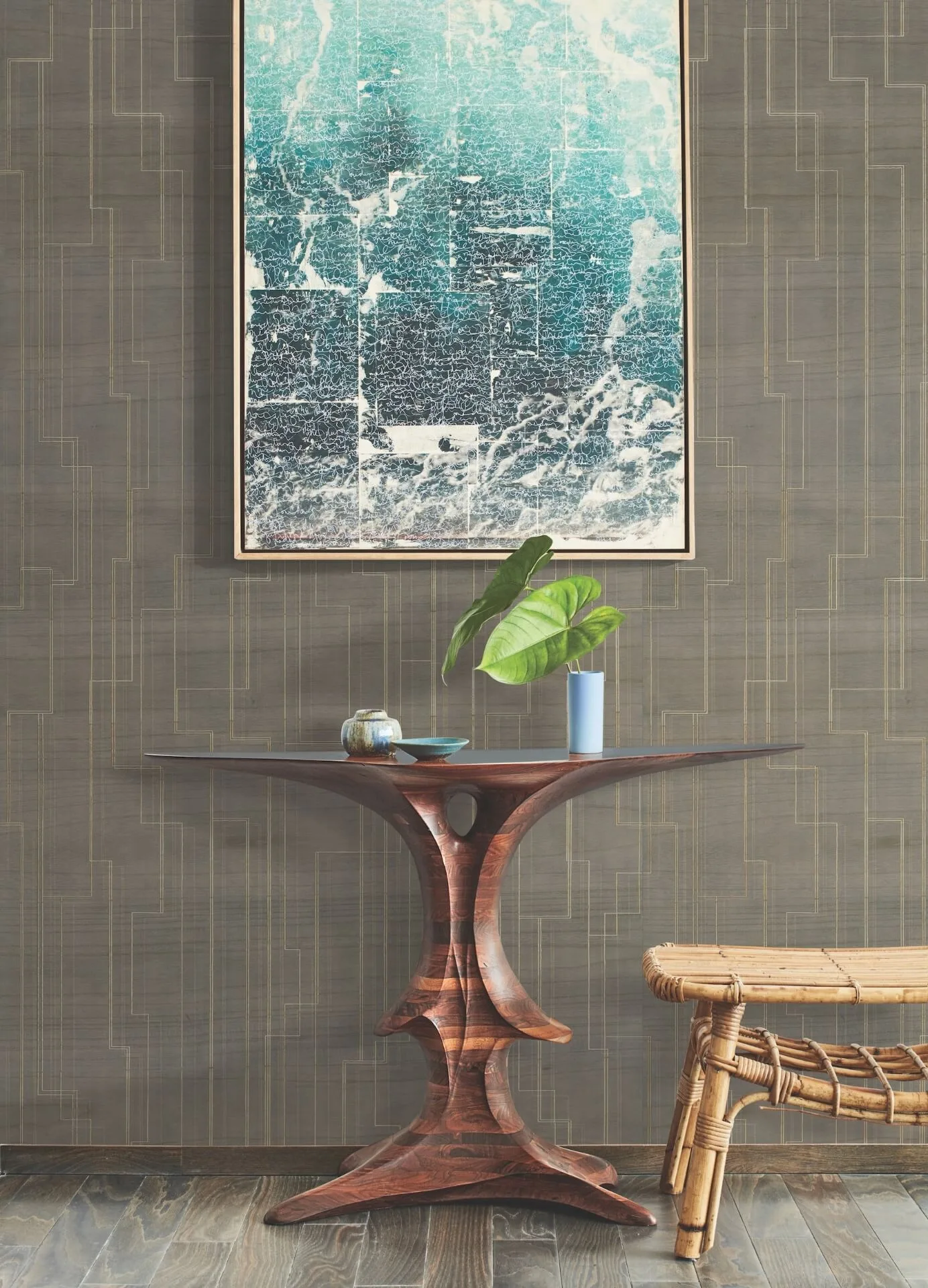 Ronald Redding Inlay Line wallpaper, color Mink, SKU GV0259