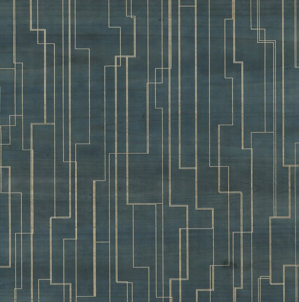Ronald Redding Inlay Line wallpaper, color Peacock, SKU GV0258