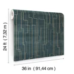 Ronald Redding Inlay Line wallpaper, color Peacock, SKU GV0258