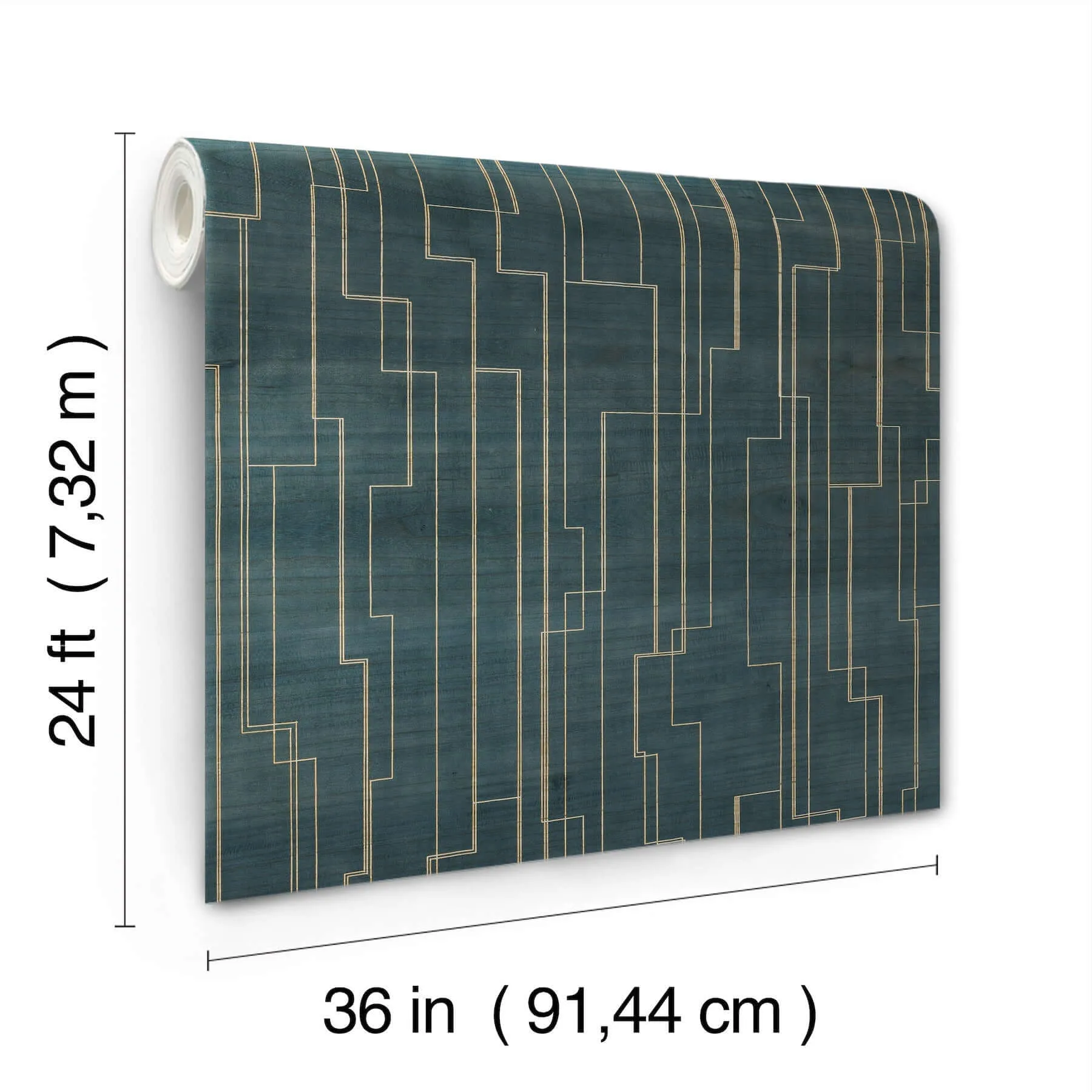 Ronald Redding Inlay Line wallpaper, color Peacock, SKU GV0258