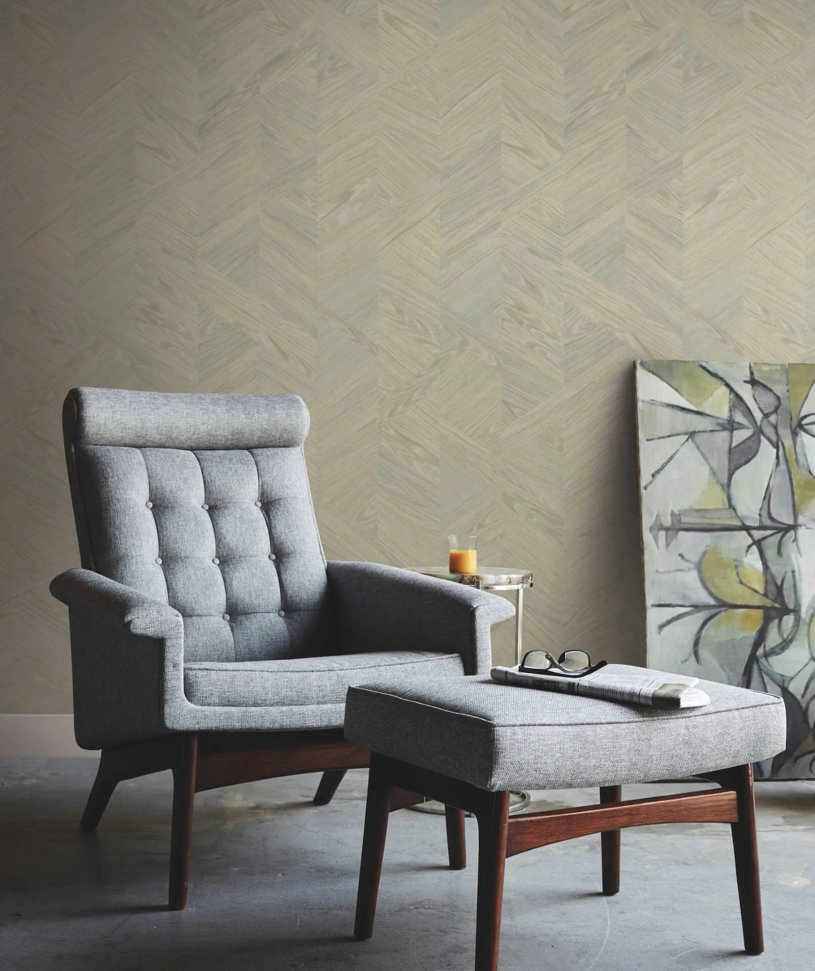 Ronald Redding Interlocking Wood wallpaper, color Moss, SKU GV0241