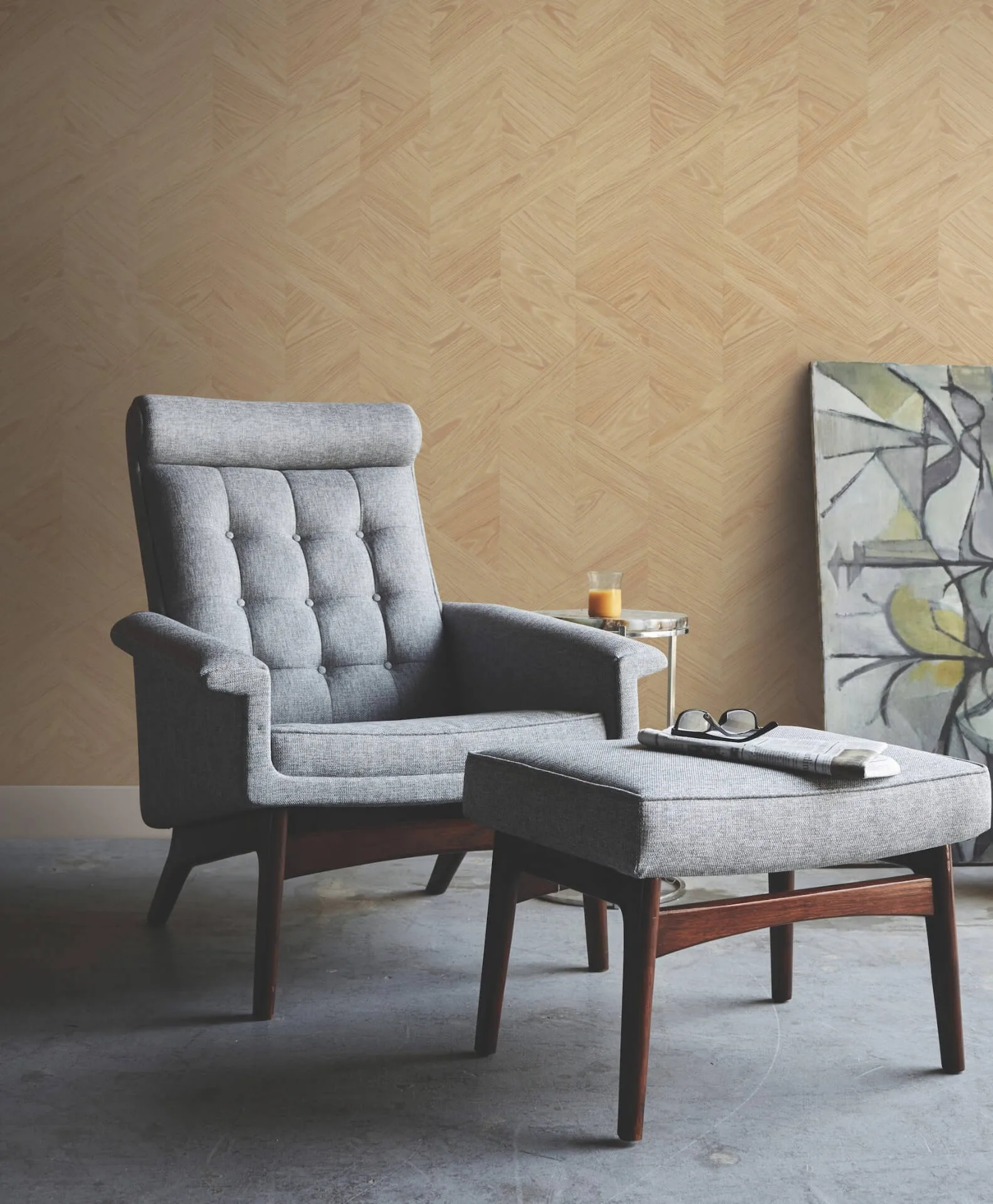 Ronald Redding Interlocking Wood wallpaper, color Oak, SKU GV0244