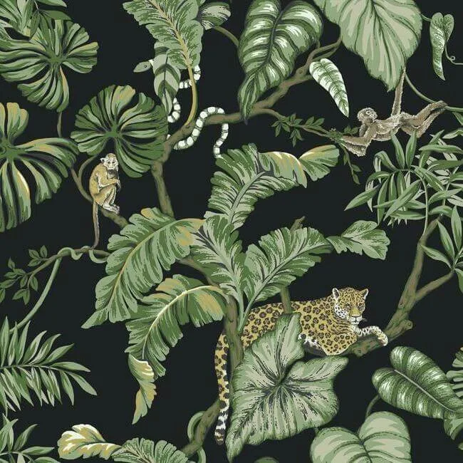 Ronald Redding Jungle Cat wallpaper, color Black, SKU HO2143
