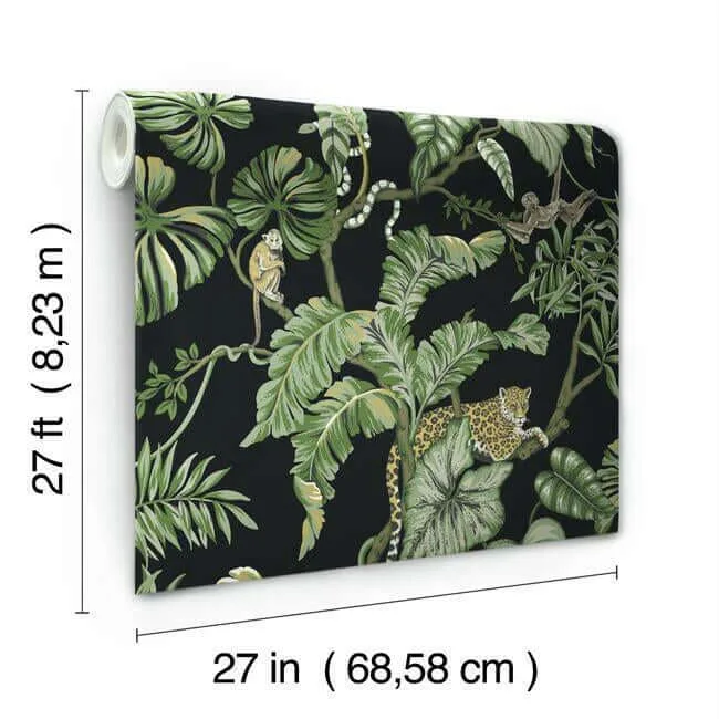 Ronald Redding Jungle Cat - Black Wallpaper | Buy Online Ronald Redding Jungle Cat wallpaper, color Black, SKU HO2143