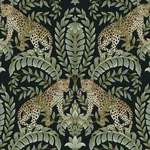 Ronald Redding Jungle Leopard - Black & Green Wallpaper | Buy Online Ronald Redding Jungle Leopard wallpaper, color Black & Green, SKU KT2205
