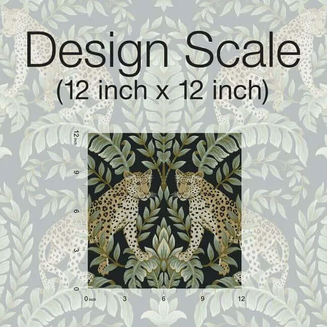 Ronald Redding Jungle Leopard - Black & Green Wallpaper | Buy Online Ronald Redding Jungle Leopard wallpaper, color Black & Green, SKU KT2205