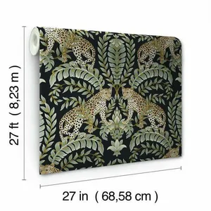 Ronald Redding Jungle Leopard wallpaper, color Black & Green, SKU KT2205