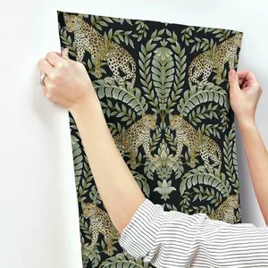 Ronald Redding Jungle Leopard wallpaper, color Black & Green, SKU KT2205