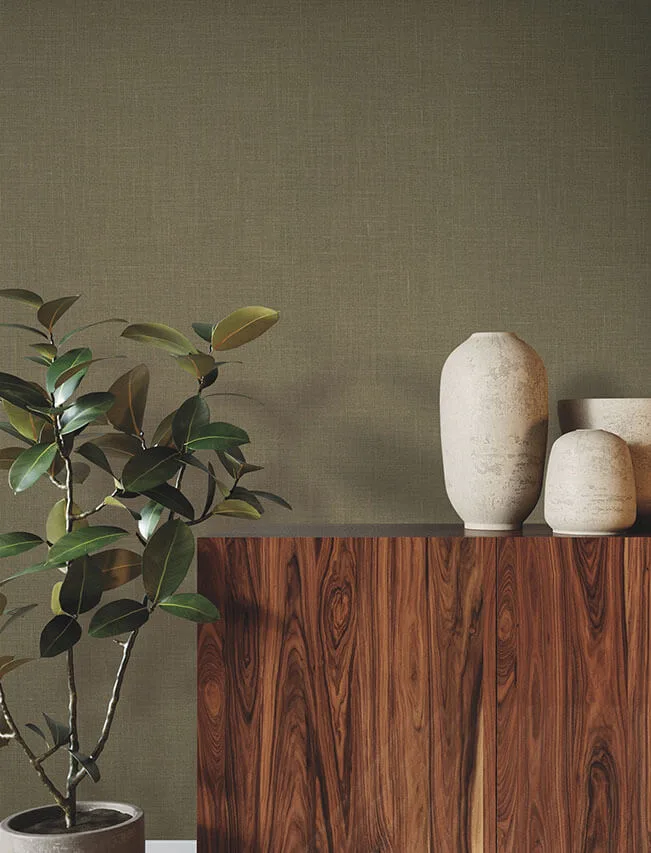 Ronald Redding Jute Weave wallpaper, color Moss, SKU GRL88384