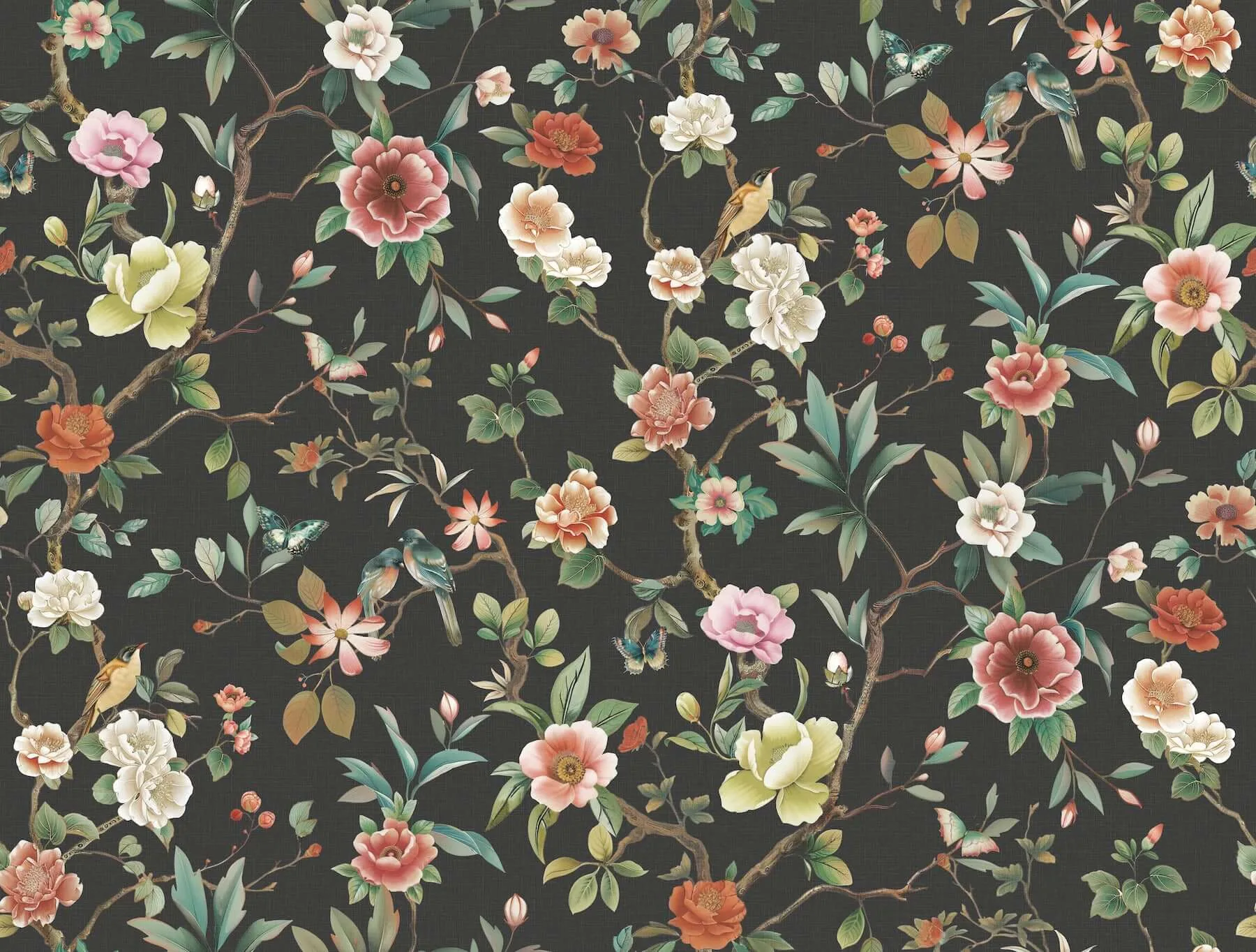 Ronald Redding Kimora's Garden wallpaper, color Black, SKU ZA8038
