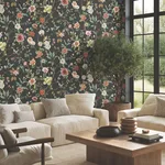 Ronald Redding Kimora's Garden wallpaper, color Black, SKU ZA8038