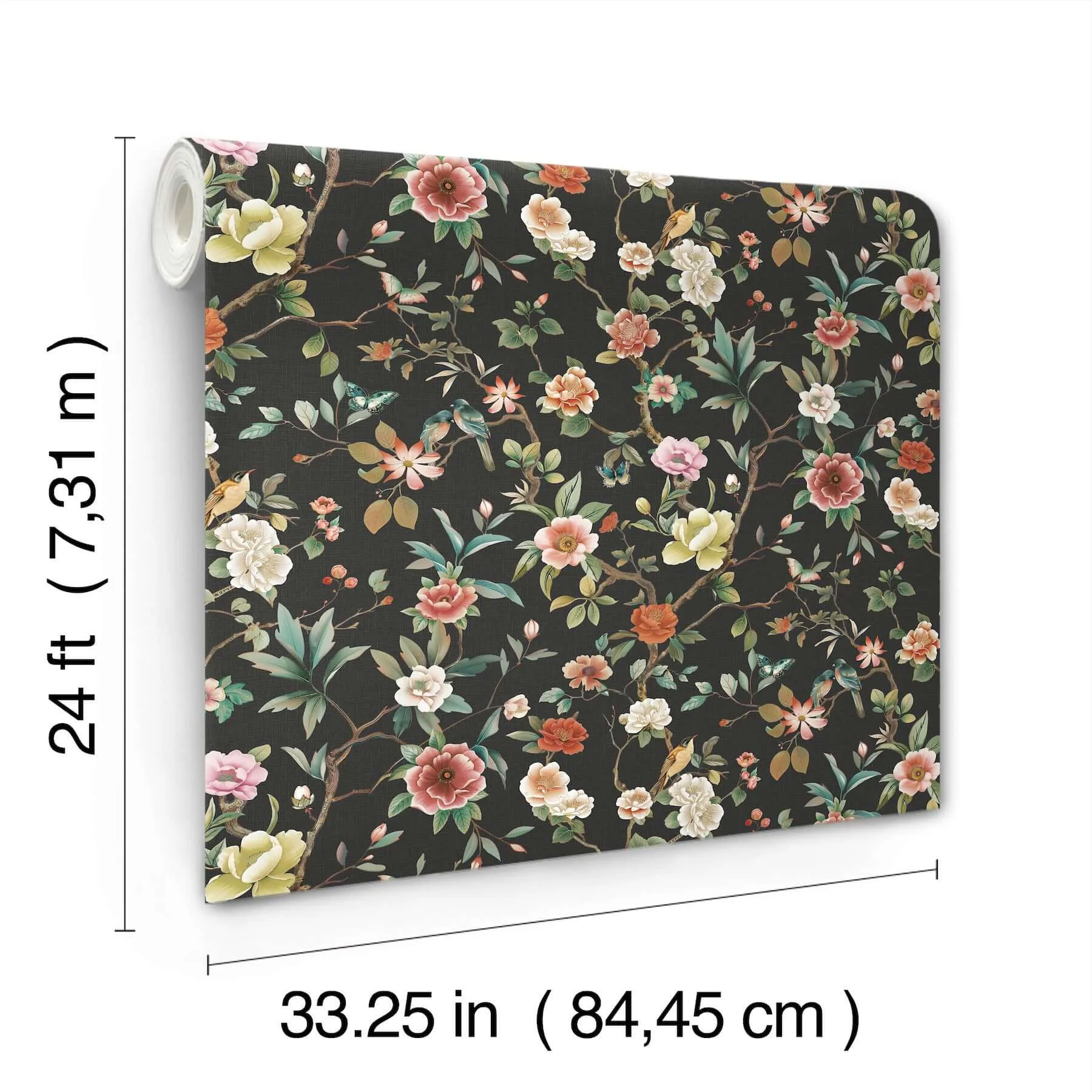 Ronald Redding Kimora's Garden wallpaper, color Black, SKU ZA8038