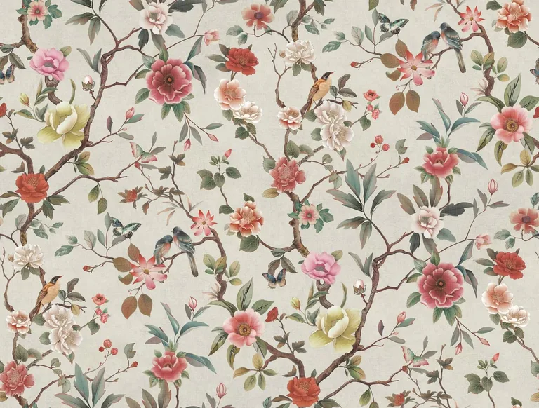 Ronald Redding Kimora's Garden wallpaper, color Ivory, SKU ZA8039