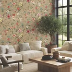 Ronald Redding Kimora's Garden - Linen Wallpaper | Buy Online Ronald Redding Kimora's Garden wallpaper, color Linen, SKU ZA8037
