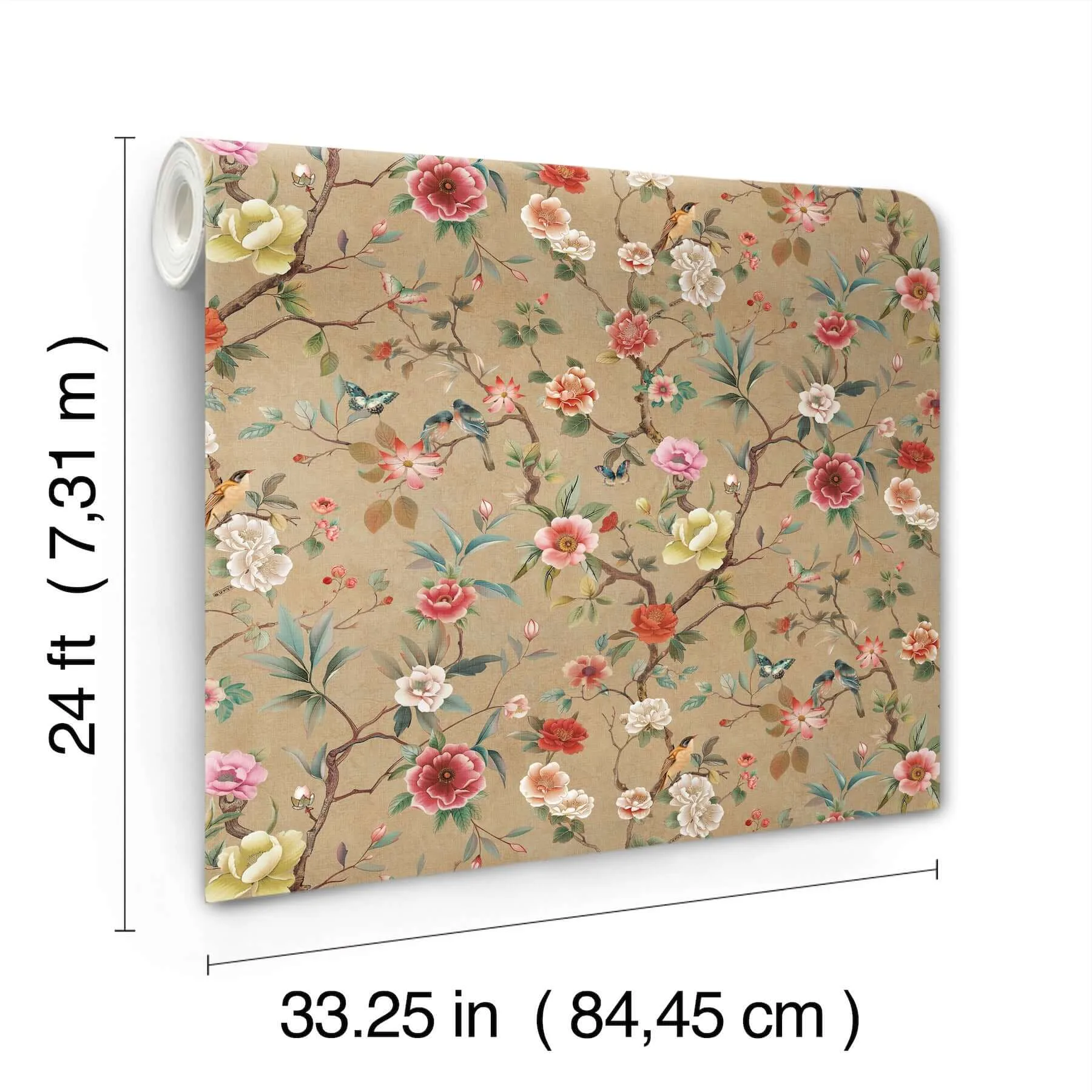 Ronald Redding Kimora's Garden - Linen Wallpaper | Buy Online Ronald Redding Kimora's Garden wallpaper, color Linen, SKU ZA8037