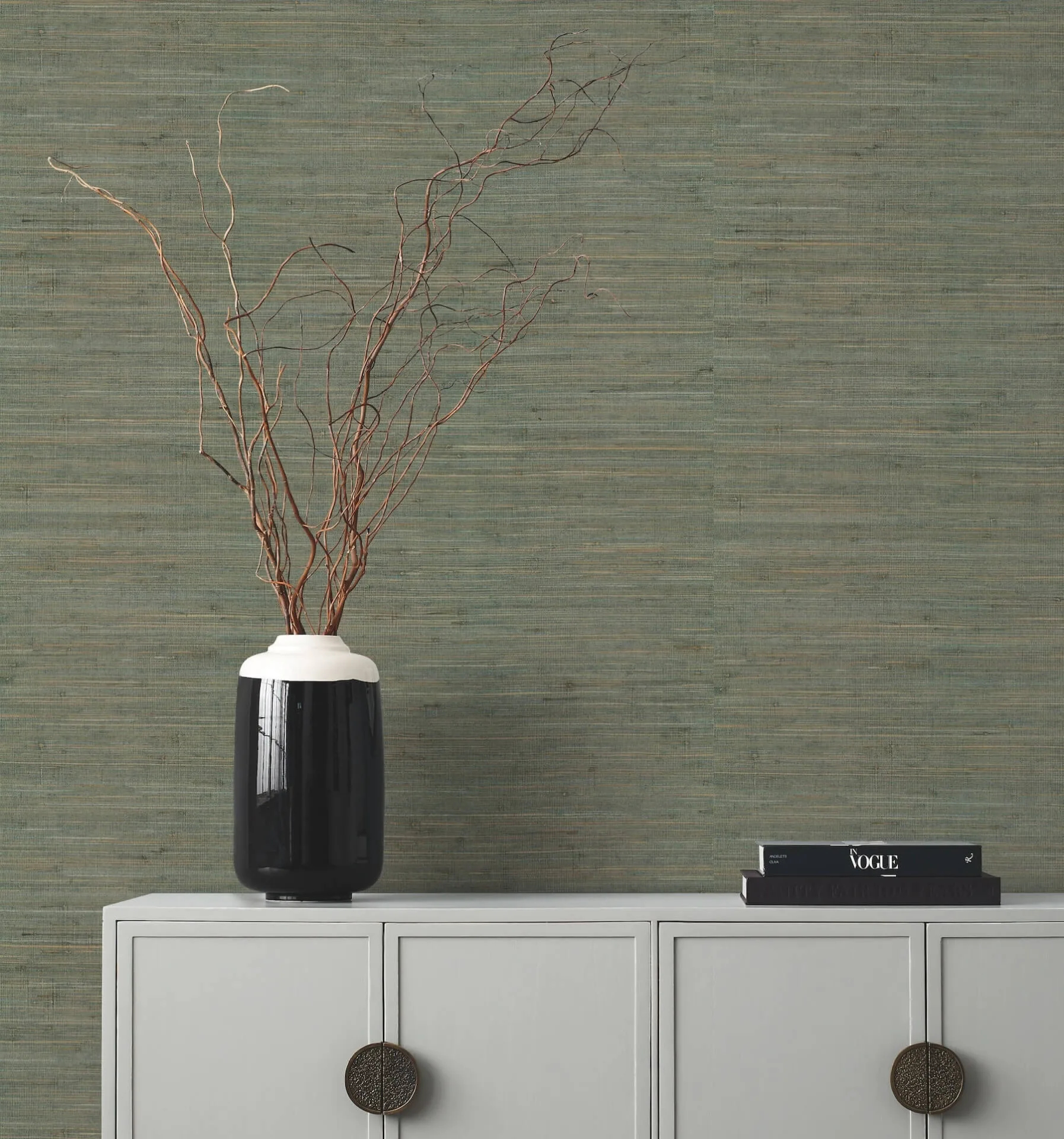 Ronald Redding Knotted Grass wallpaper, color Spruce, SKU GV0232