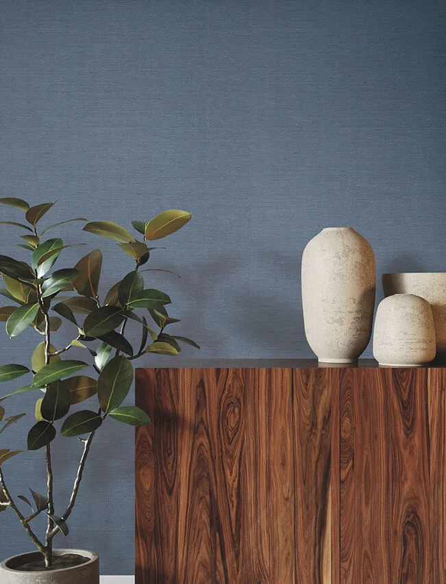 Ronald Redding Linen Levels wallpaper, color Indigo, SKU YGL7065
