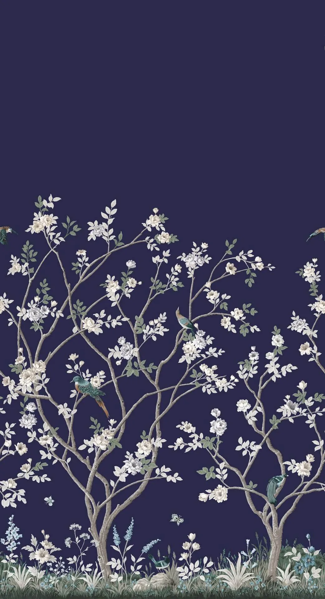Ronald Redding Lingering Garden wallpaper, color Navy, SKU MU0315M