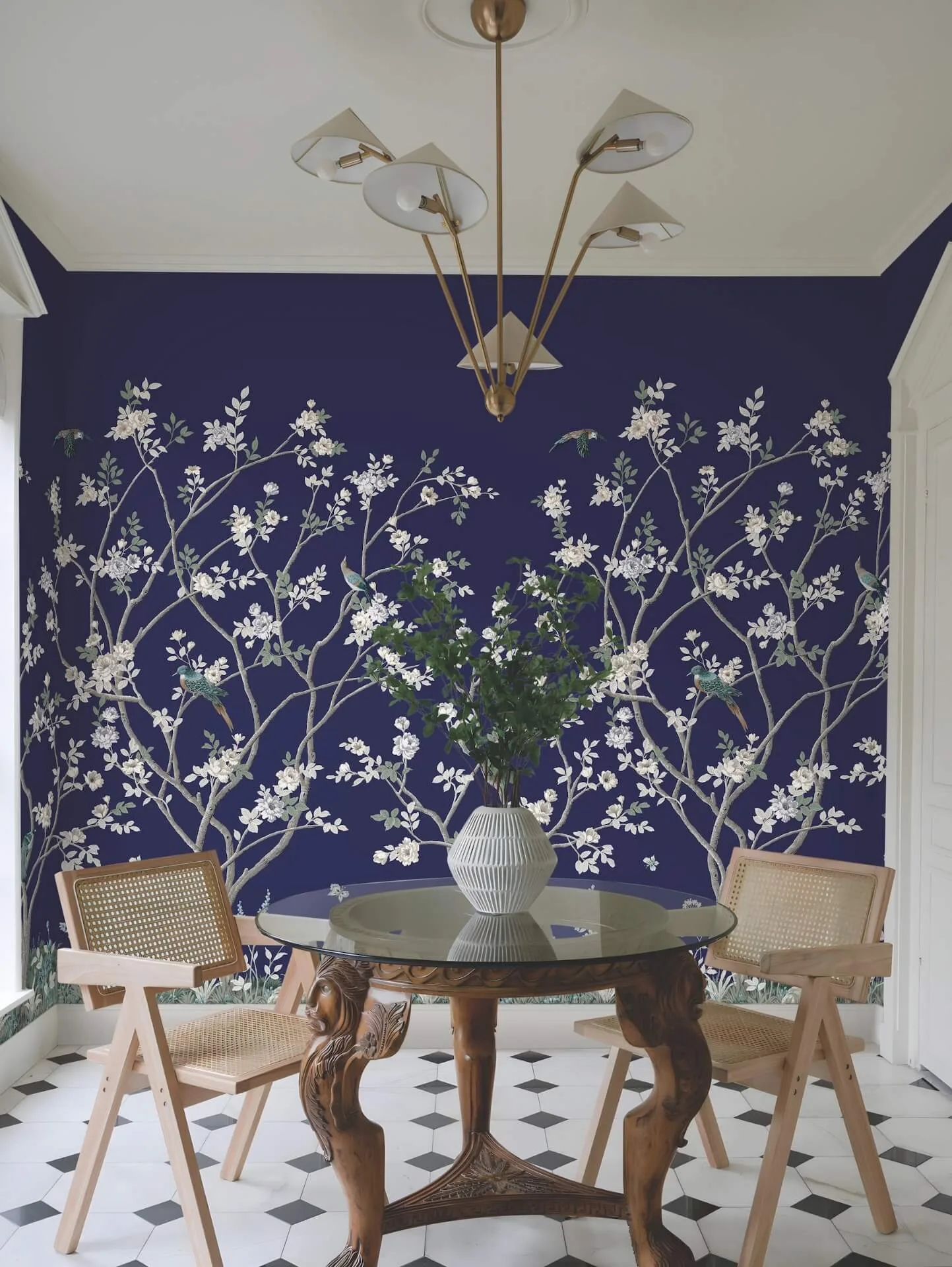Ronald Redding Lingering Garden wallpaper, color Navy, SKU MU0315M