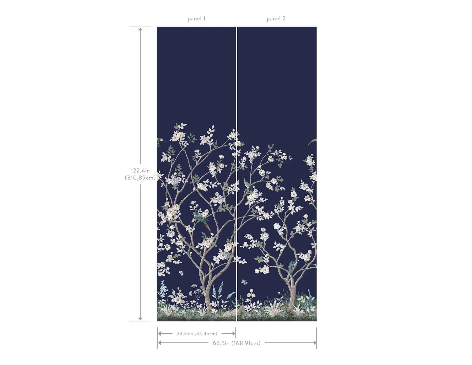 Ronald Redding Lingering Garden - Navy Wallpaper | Buy Online Ronald Redding Lingering Garden wallpaper, color Navy, SKU MU0315M
