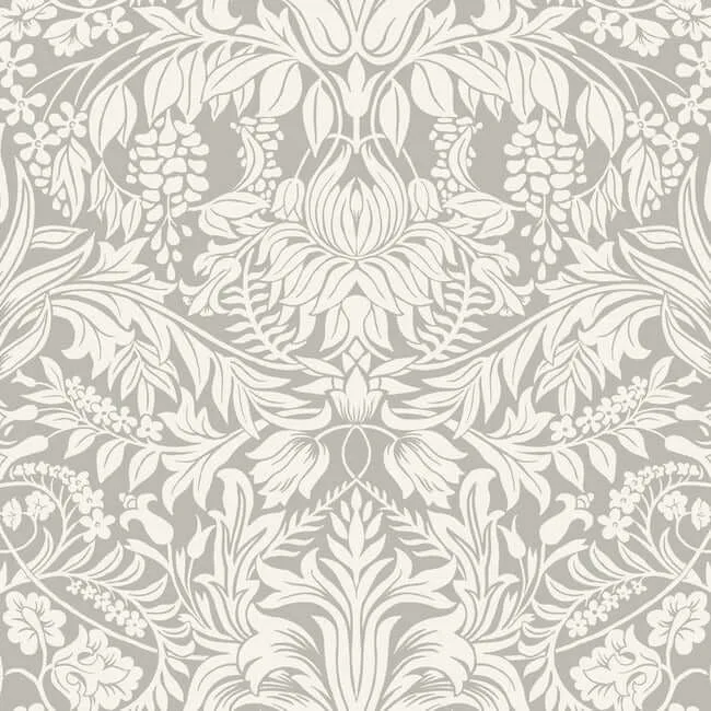 Ronald Redding Lockwood Damask wallpaper, color Grey, SKU AC9195