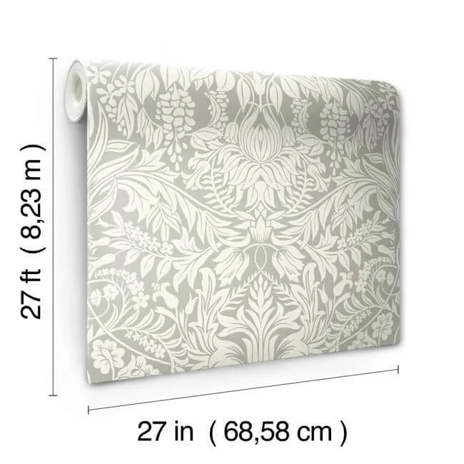 Ronald Redding Lockwood Damask - Grey Wallpaper | Buy Online Ronald Redding Lockwood Damask wallpaper, color Grey, SKU AC9195