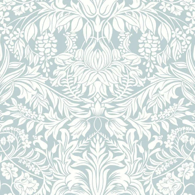 Ronald Redding Lockwood Damask wallpaper, color Light Blue, SKU AC9192