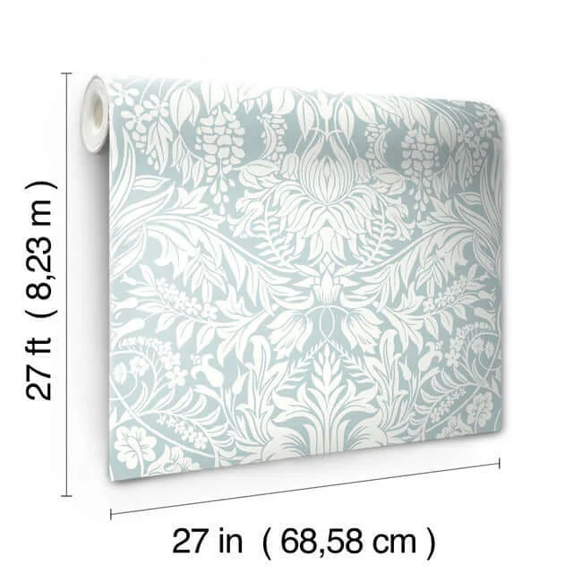 Ronald Redding Lockwood Damask - Light Blue Wallpaper | Buy Online Ronald Redding Lockwood Damask wallpaper, color Light Blue, SKU AC9192