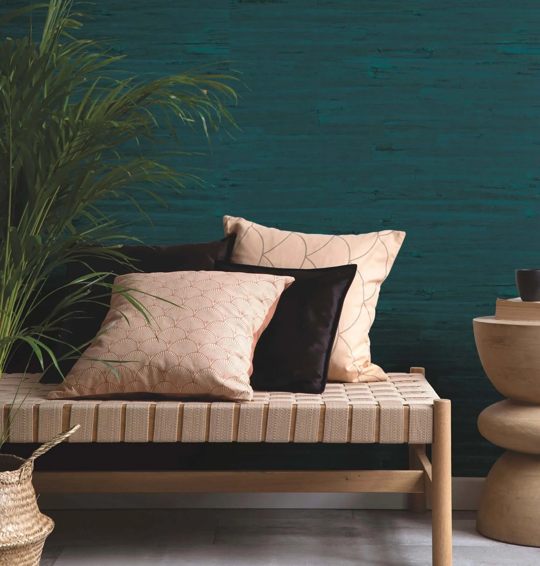 Ronald Redding Lotus Leaf wallpaper, color Turquoise, SKU MY9280GV