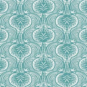 Ronald Redding Lotus Palm wallpaper, color Aqua, SKU HO2151