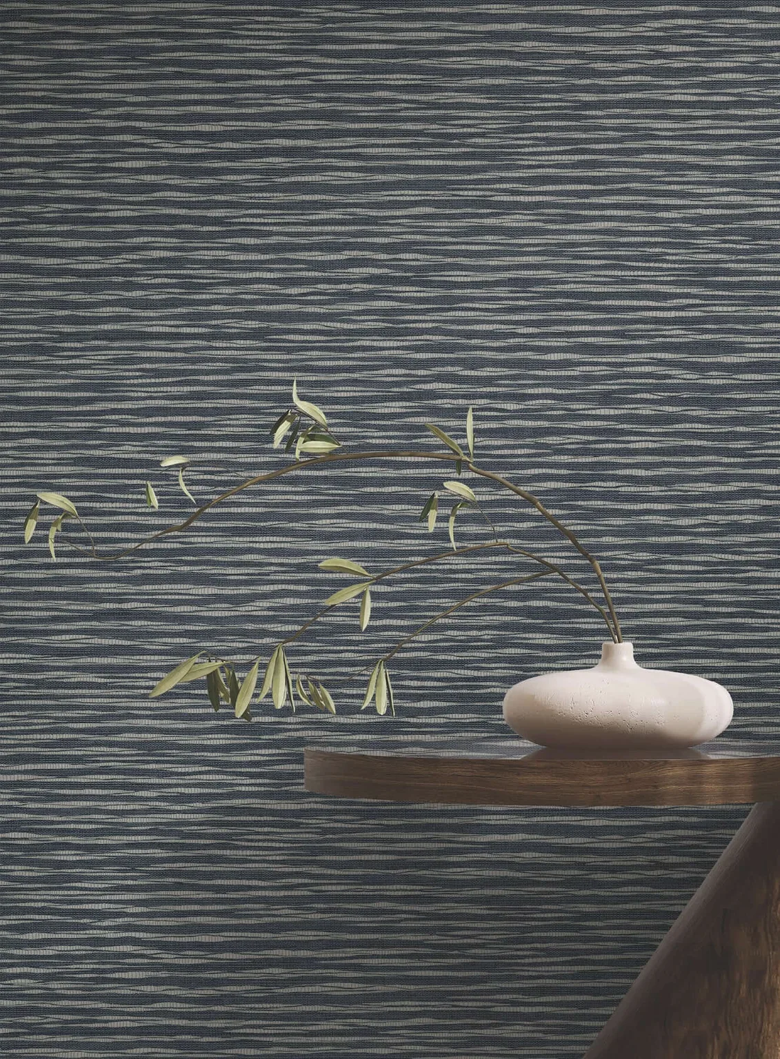 Ronald Redding Lotus Weave wallpaper, color Navy, SKU ZA8042