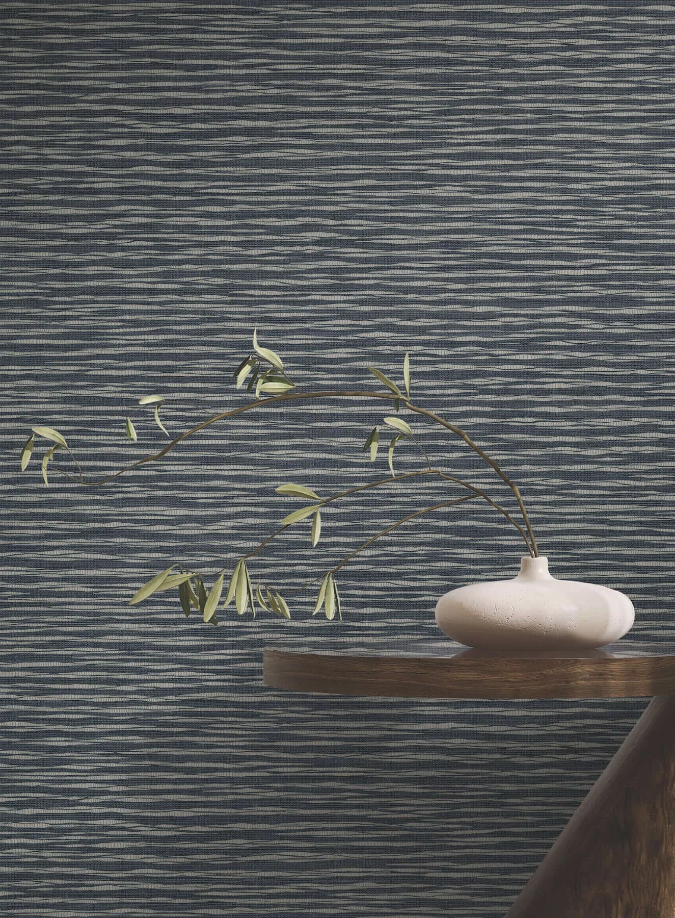 Ronald Redding Lotus Weave wallpaper, color Navy, SKU ZA8042