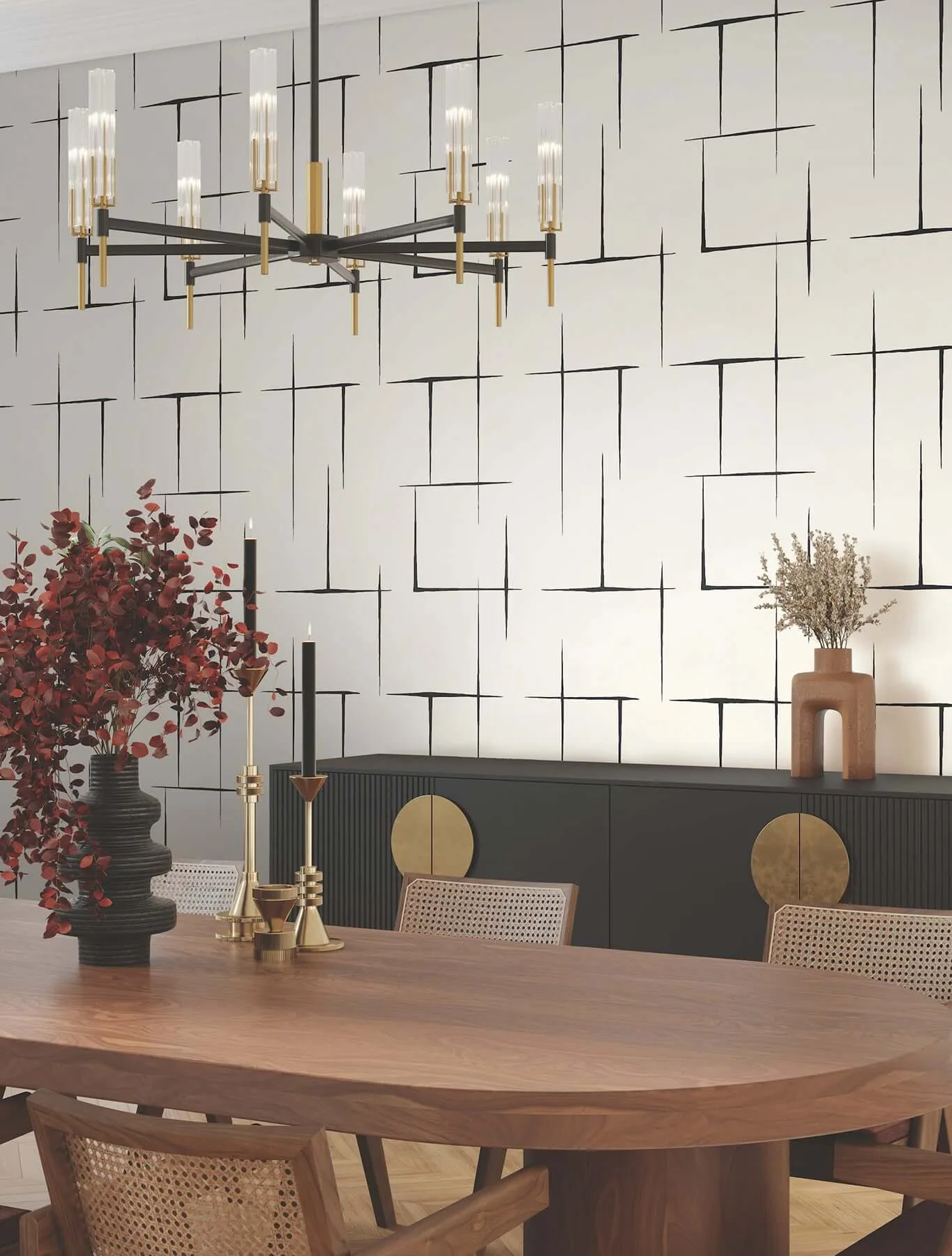Ronald Redding Malia wallpaper, color Black & White, SKU ZA8051