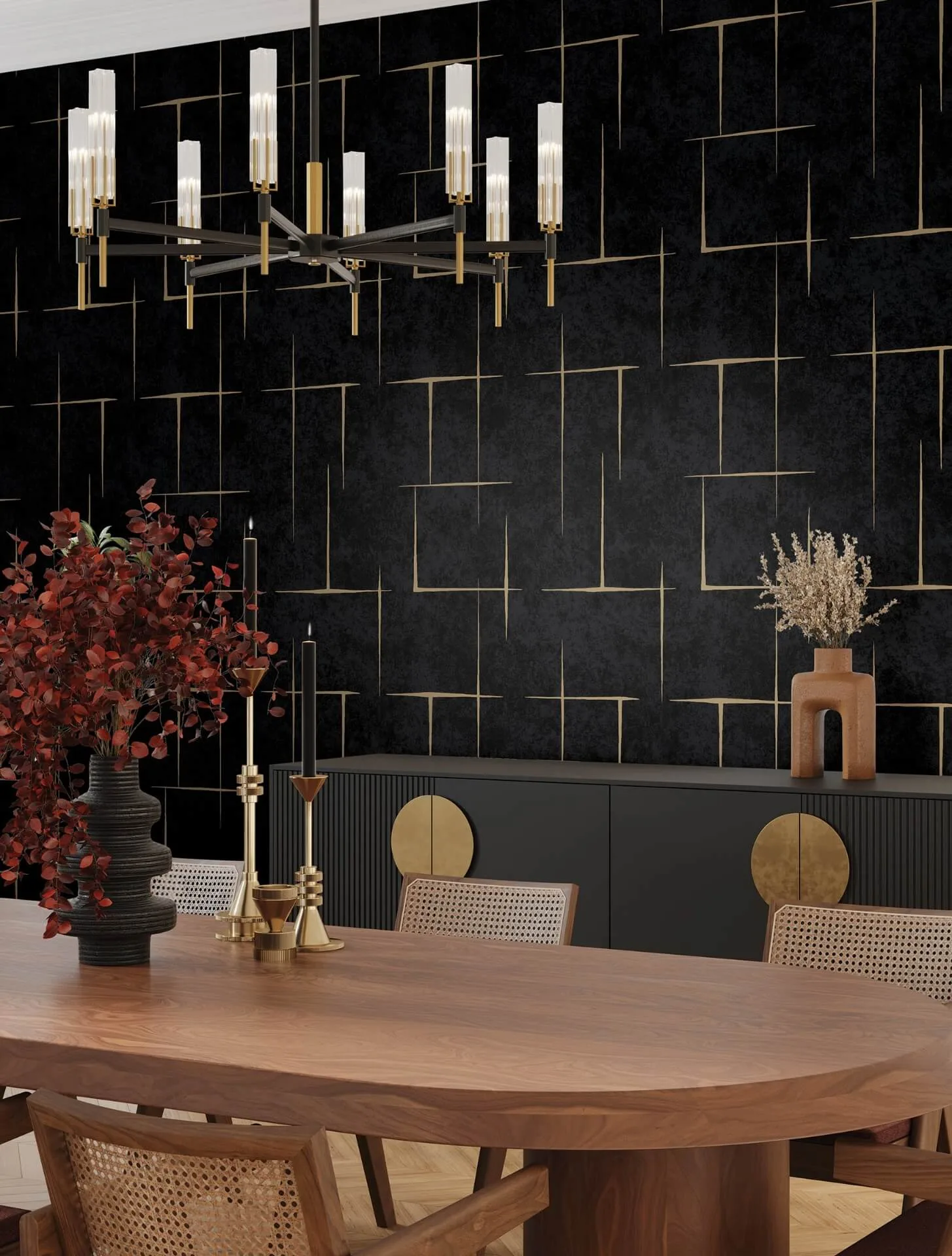 Ronald Redding Malia wallpaper, color Gold & Black, SKU ZA8054