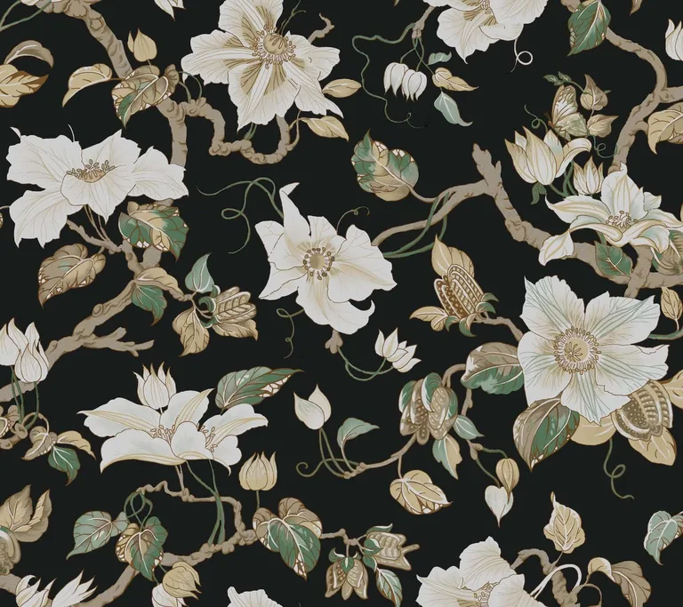 Ronald Redding Marguerite Vine wallpaper, color Black, SKU GT4514