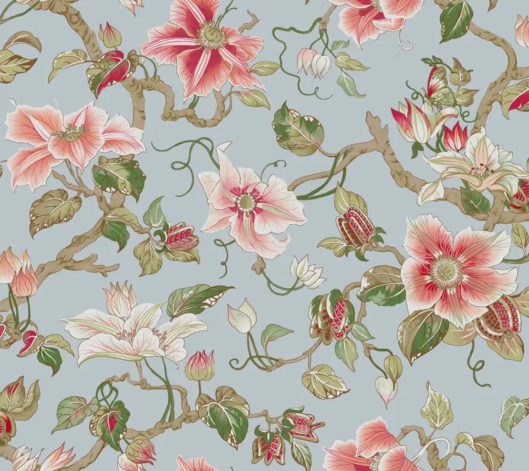 Ronald Redding Marguerite Vine wallpaper, color Blue, SKU GT4512