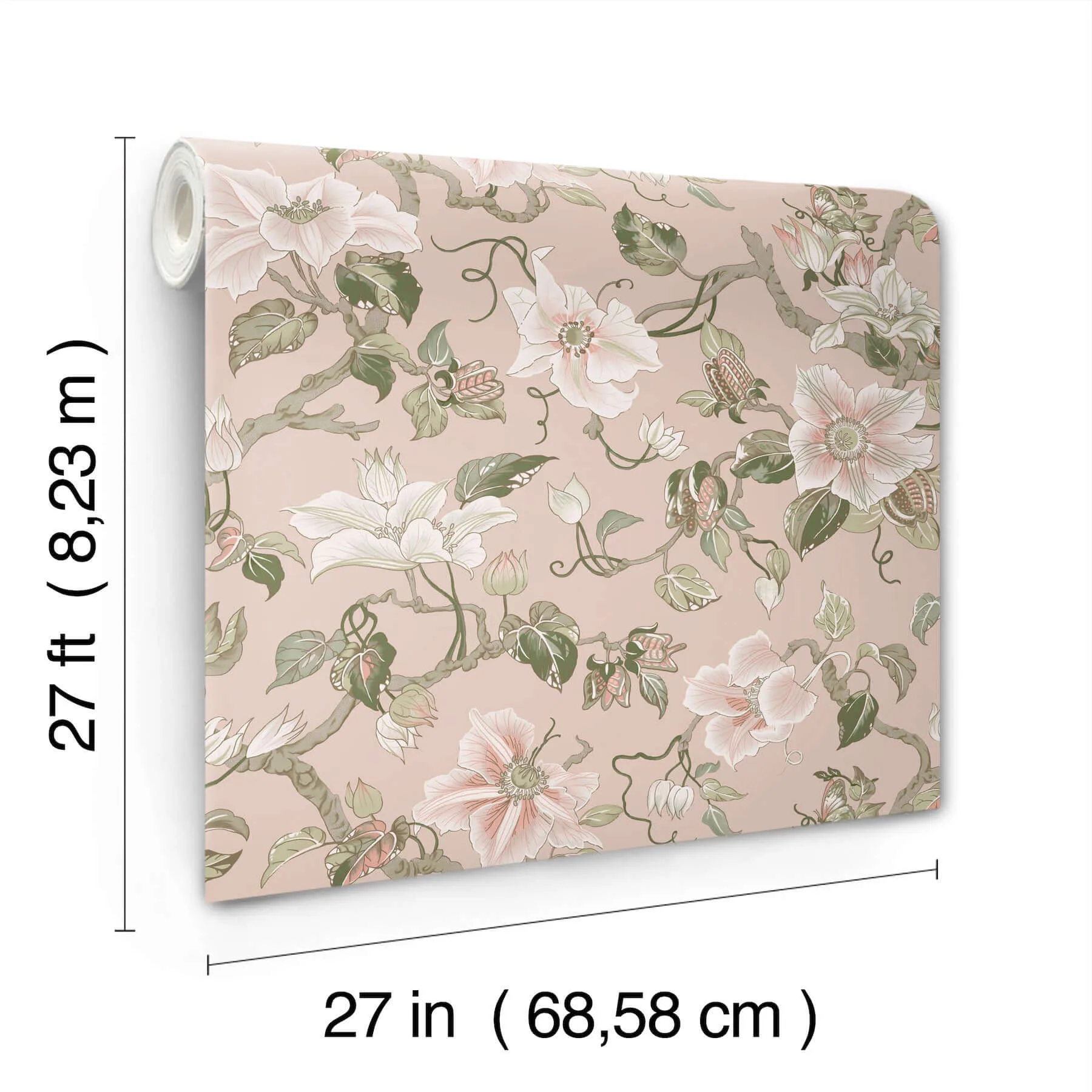 Ronald Redding Marguerite Vine wallpaper, color Blush, SKU GT4511